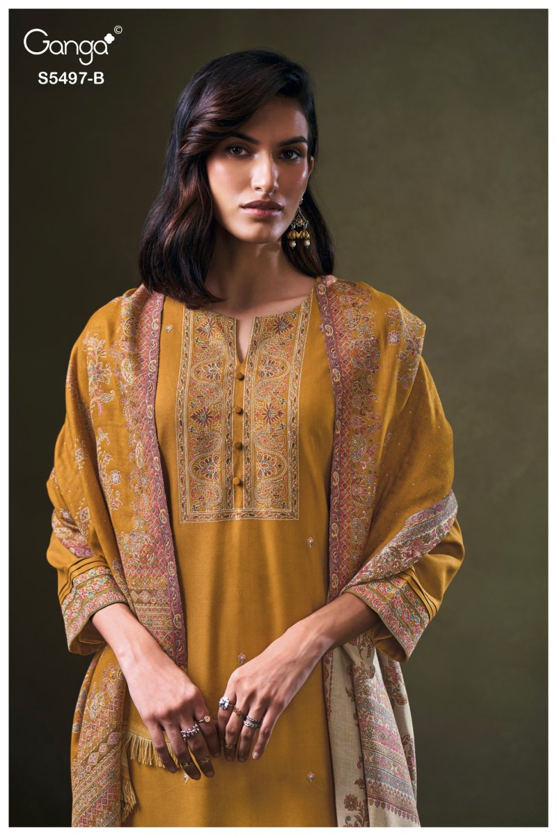 Elnaz 5497 By Ganga Pure Pashmina Dress Material